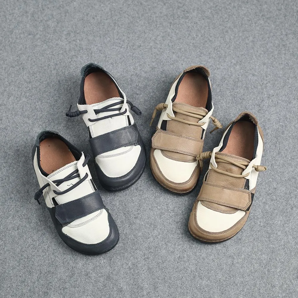 2021 Designer Shoes Oxford Lace Up Shoes  Color Block Mori Girl Handmade Leather Shoes Blue/Apricot