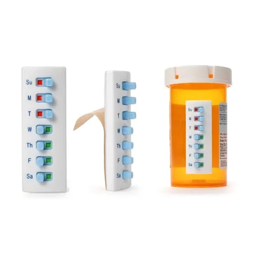 5 Pack Medication Tracker and Reminder, Take-n-Slide Reusable Pill Trackers, Attach to Your Bottle, 7 Day Tablet Reminder,Medicine,Vitamins, Adults, Pets, Pill Organizer Alternative, Multi Dose,Travel