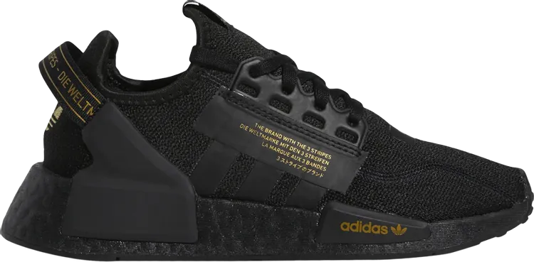 Adidas NMD_R1 V2 J 'Black Gold Metallic' sneakers, black