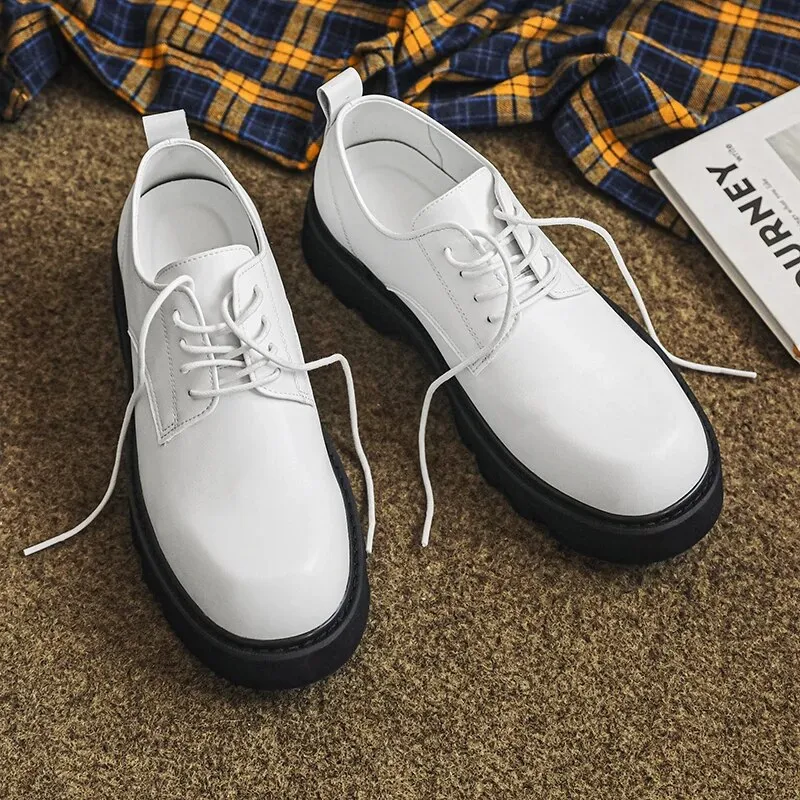 Amozae- Ilsan Contrast Sole White Derby Shoes