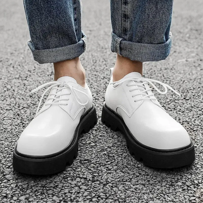 Amozae- Ilsan Contrast Sole White Derby Shoes