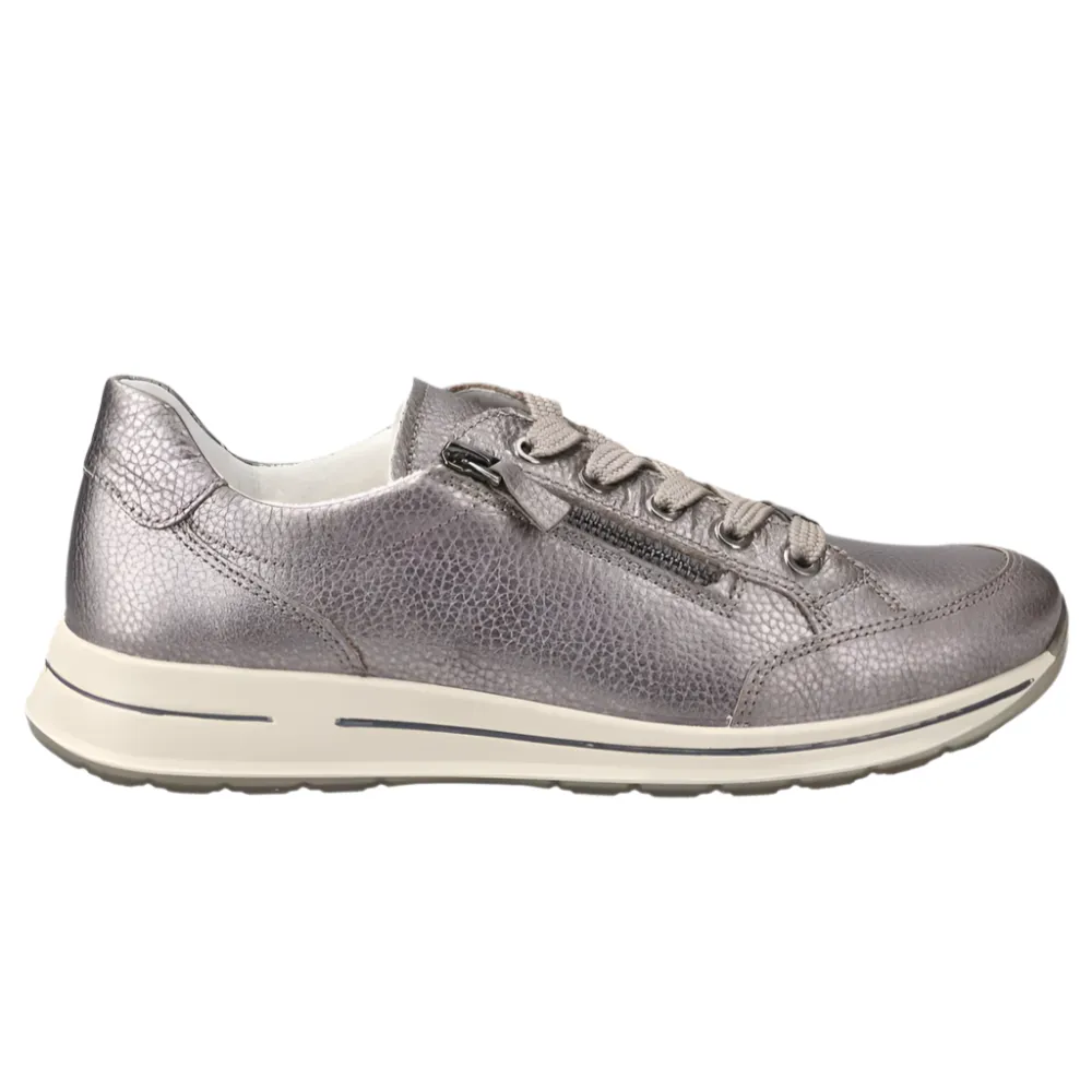 Ara Women's Oleanna Zip Sneaker Moon Metallic Leather