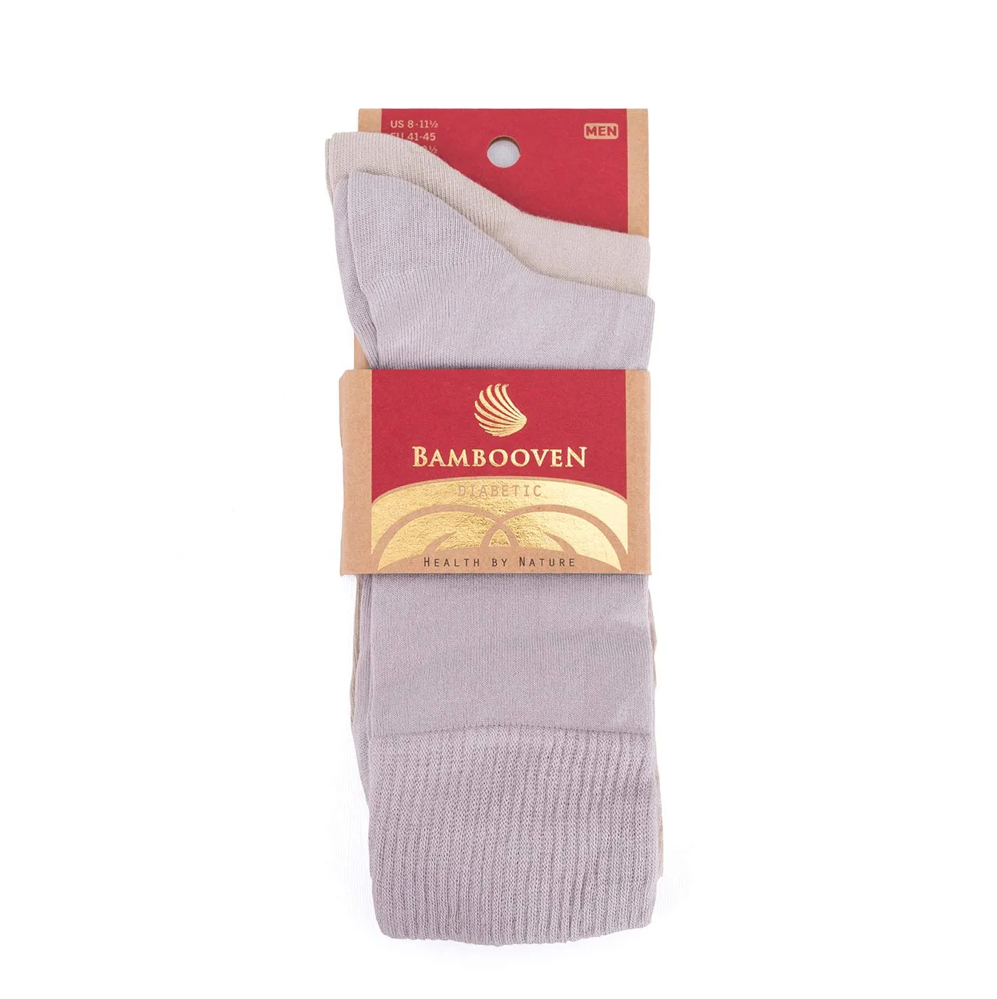 BAMBOOVEN Men’s Diabetic – Premium Rayon Made From Rayon made from Bamboo, Super Thin, Odor Free & Breathable, Calf Socks, Crew Socks (2 Pack)