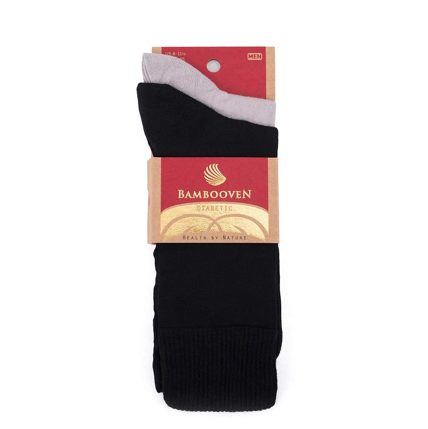 BAMBOOVEN Men’s Diabetic – Premium Rayon Made From Rayon made from Bamboo, Super Thin, Odor Free & Breathable, Calf Socks, Crew Socks (2 Pack)