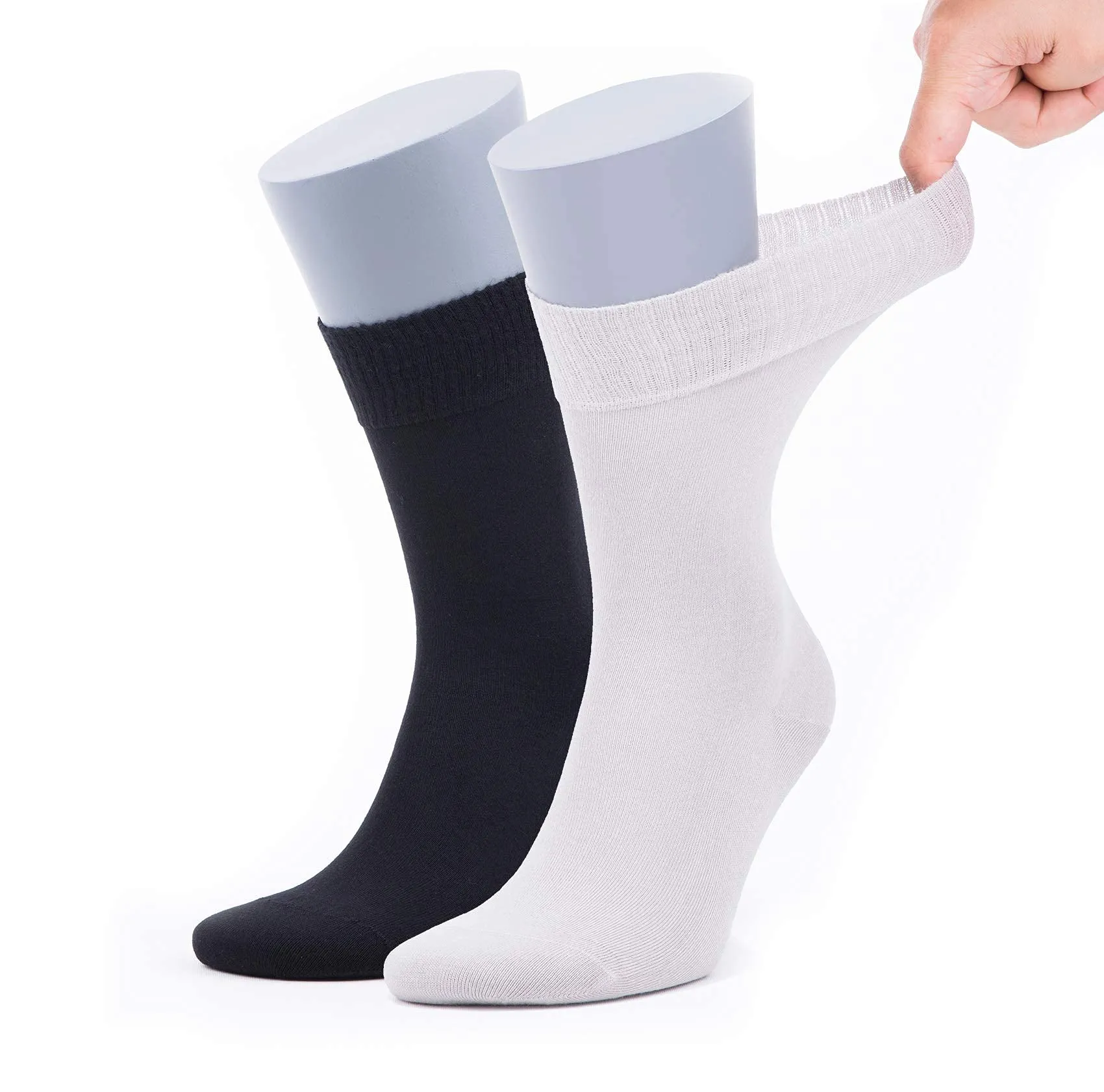 BAMBOOVEN Men’s Diabetic – Premium Rayon Made From Rayon made from Bamboo, Super Thin, Odor Free & Breathable, Calf Socks, Crew Socks (2 Pack)