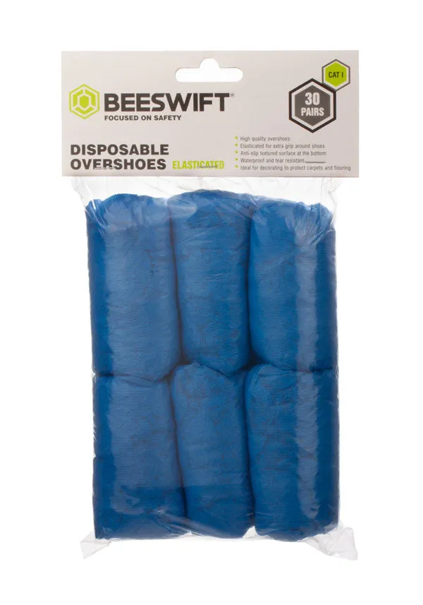 Beeswift Disposable Overshoe Covers Pack Of 30 Blue  Pairs