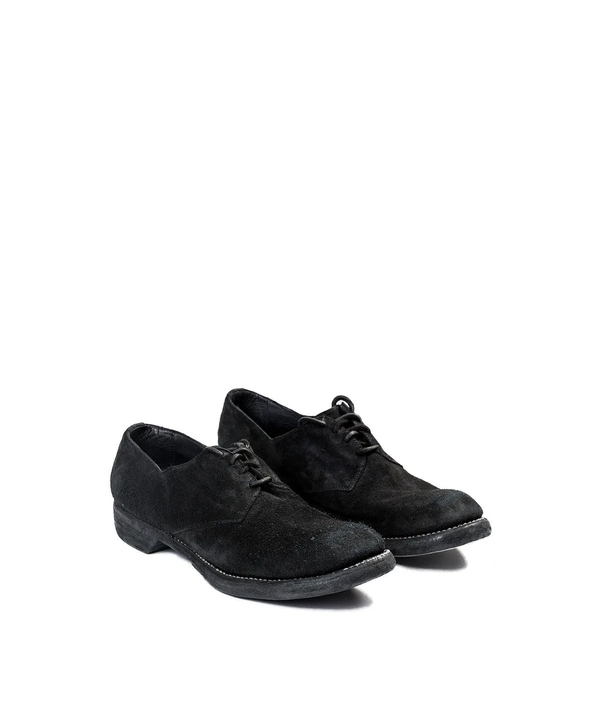 Black Reverse Calf Military Derby Shoes