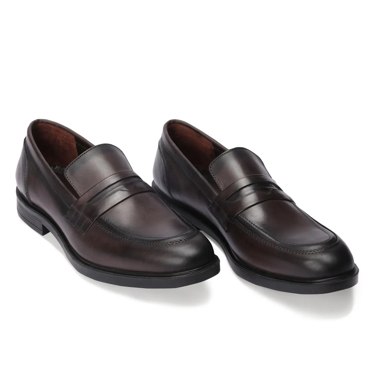 Brio Men's Penny Loafer Real Leather Shoes - Brown