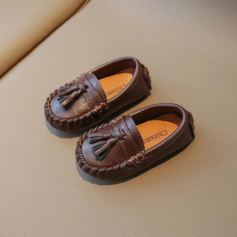 Children Leather Shoes for Toddlers Boys Medium Kids Kindergarten Casual Loafers with Metal Chains Chic Fashion Moccasins 26-36