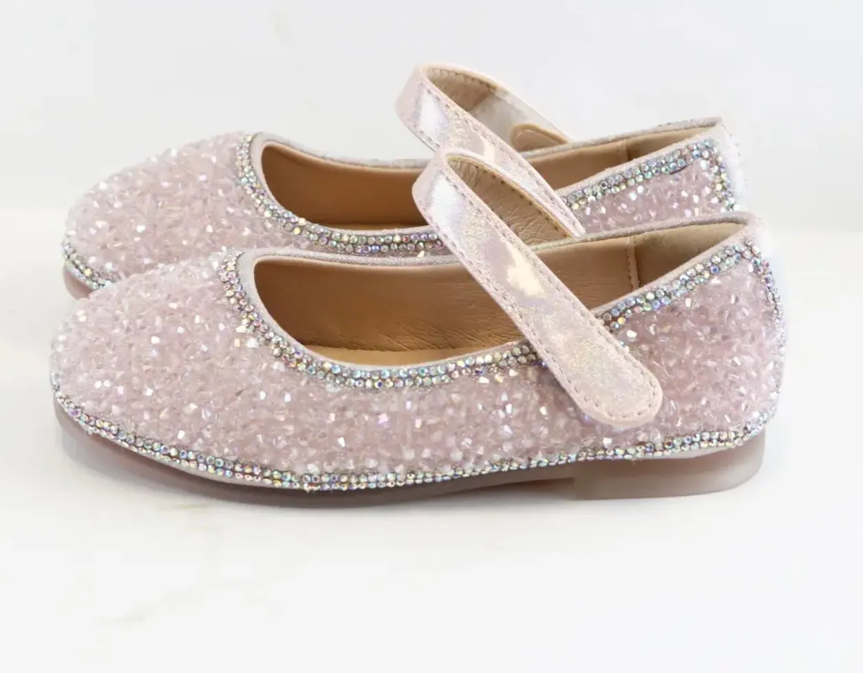 Doe a Dear PINK STONE Girls Dress Shoes