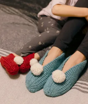 Family Slippers Using Brown Sheep Lamb's Pride Worsted