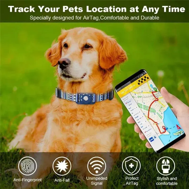 For Apple Air Tag Dog Collar Holder Print Protective Airtag Case for Pets Dog Cat Collar GPS Anti-lost Trackers Case Adjustable