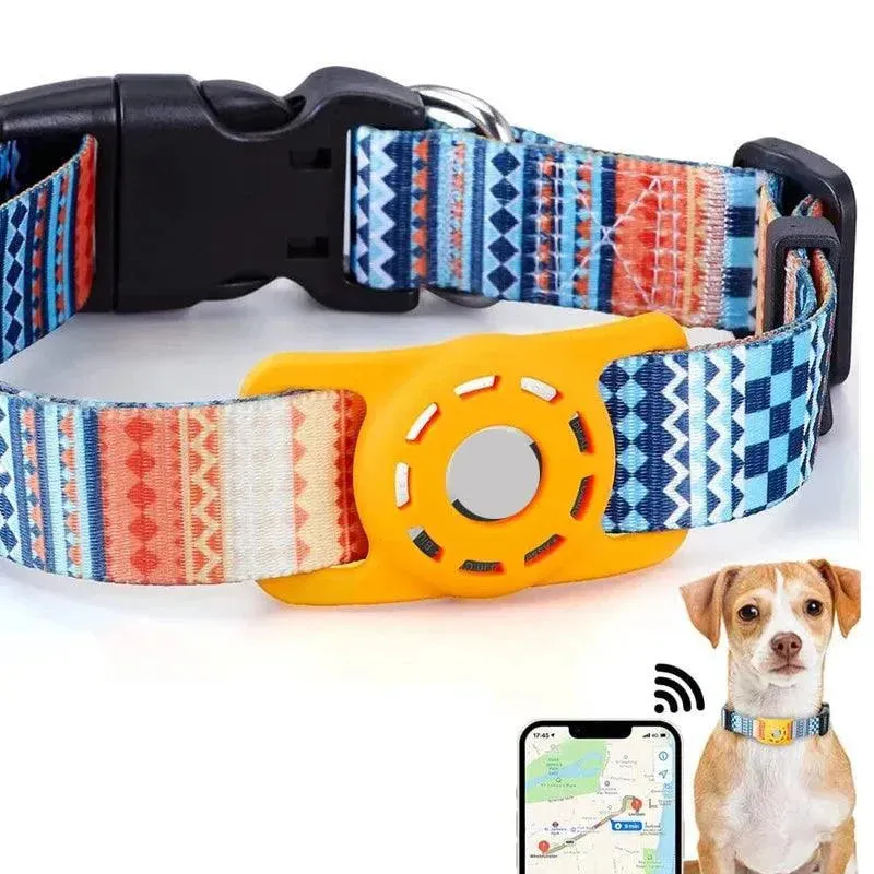 For Apple Air Tag Dog Collar Holder Print Protective Airtag Case for Pets Dog Cat Collar GPS Anti-lost Trackers Case Adjustable