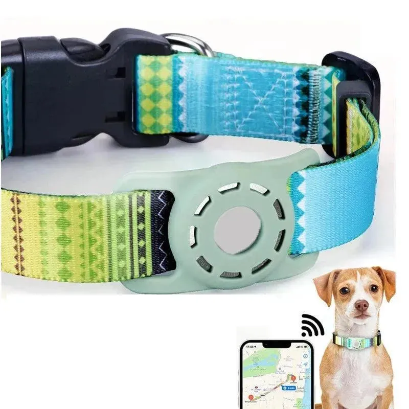 For Apple Air Tag Dog Collar Holder Print Protective Airtag Case for Pets Dog Cat Collar GPS Anti-lost Trackers Case Adjustable