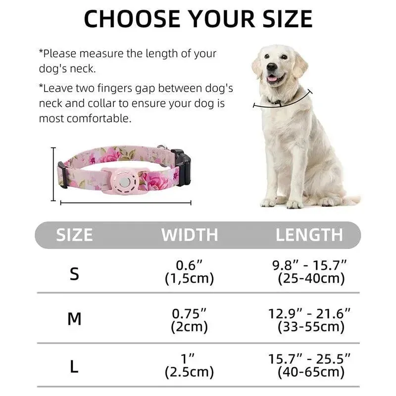 For Apple Air Tag Dog Collar Holder Print Protective Airtag Case for Pets Dog Cat Collar GPS Anti-lost Trackers Case Adjustable