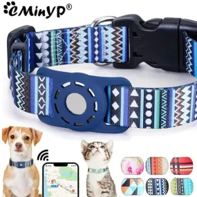 For Apple Air Tag Dog Collar Holder Print Protective Airtag Case for Pets Dog Cat Collar GPS Anti-lost Trackers Case Adjustable