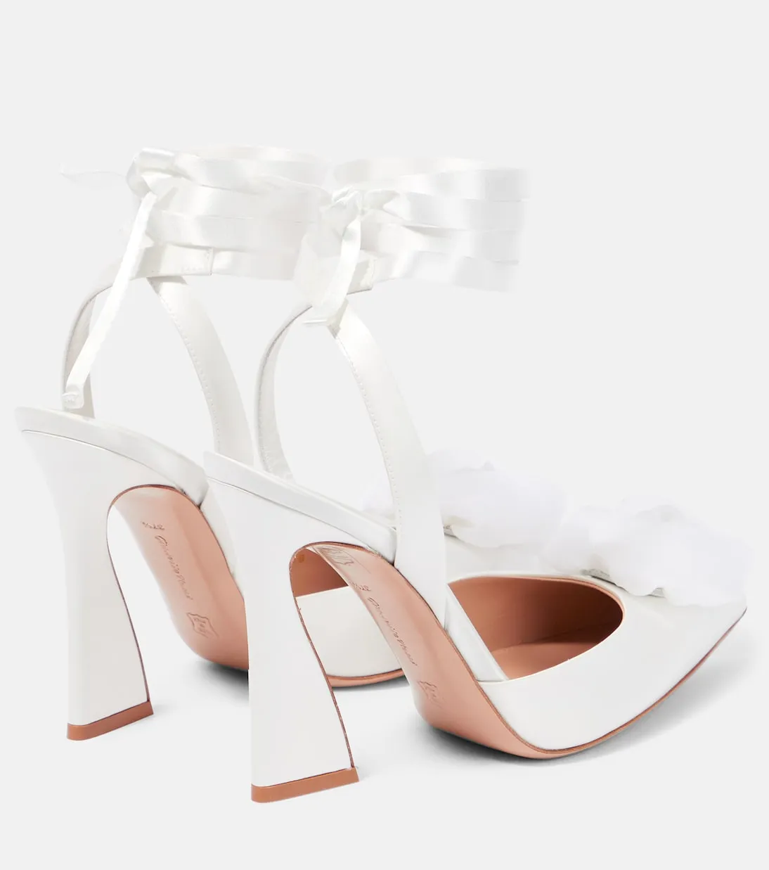 Gianvito Rossi satin shoes with floral decoration, white