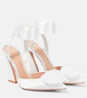 Gianvito Rossi satin shoes with floral decoration, white