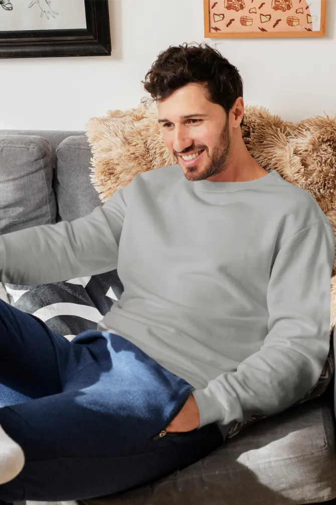 Grey Melange Sweatshirt for men