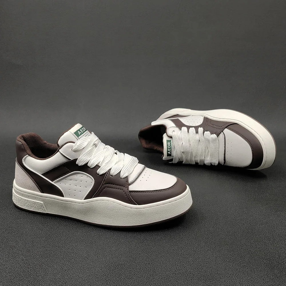 Men Stylish Breathable Leather Flat Casual Sneakers