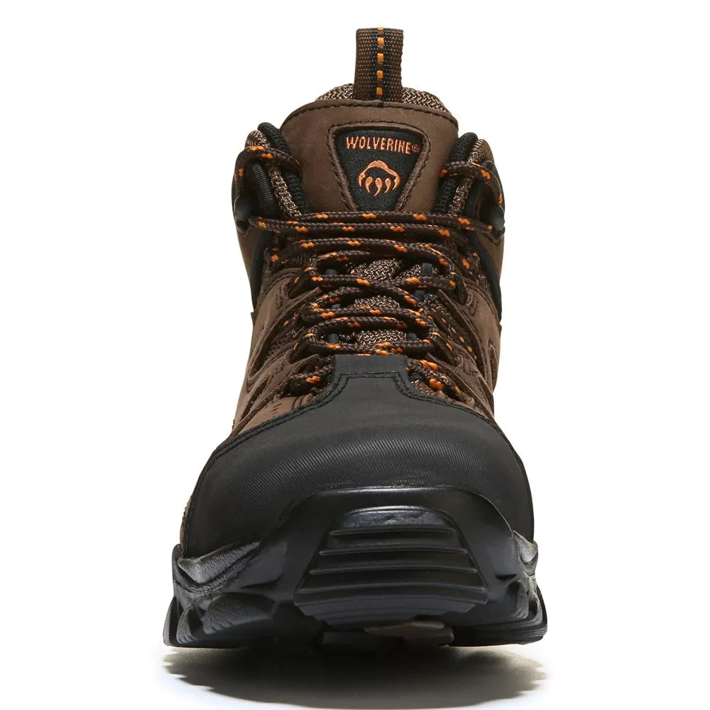 Men's Hudson Work Boots with Wolverine Anti-Slip Safety Toe brown