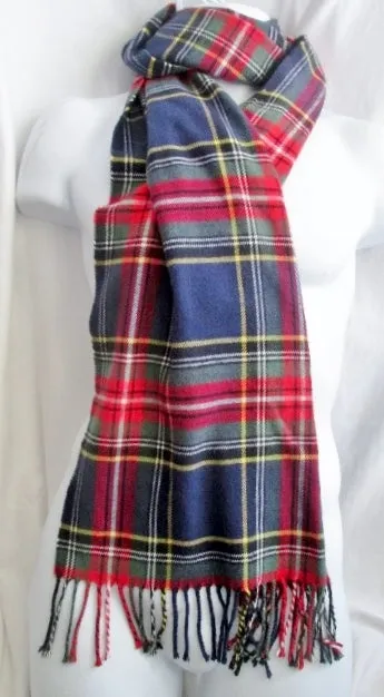 Mens Womens Ladies LAND'S END CASHTOUCH SCARF PLAID MACBETH TARTAN Blue