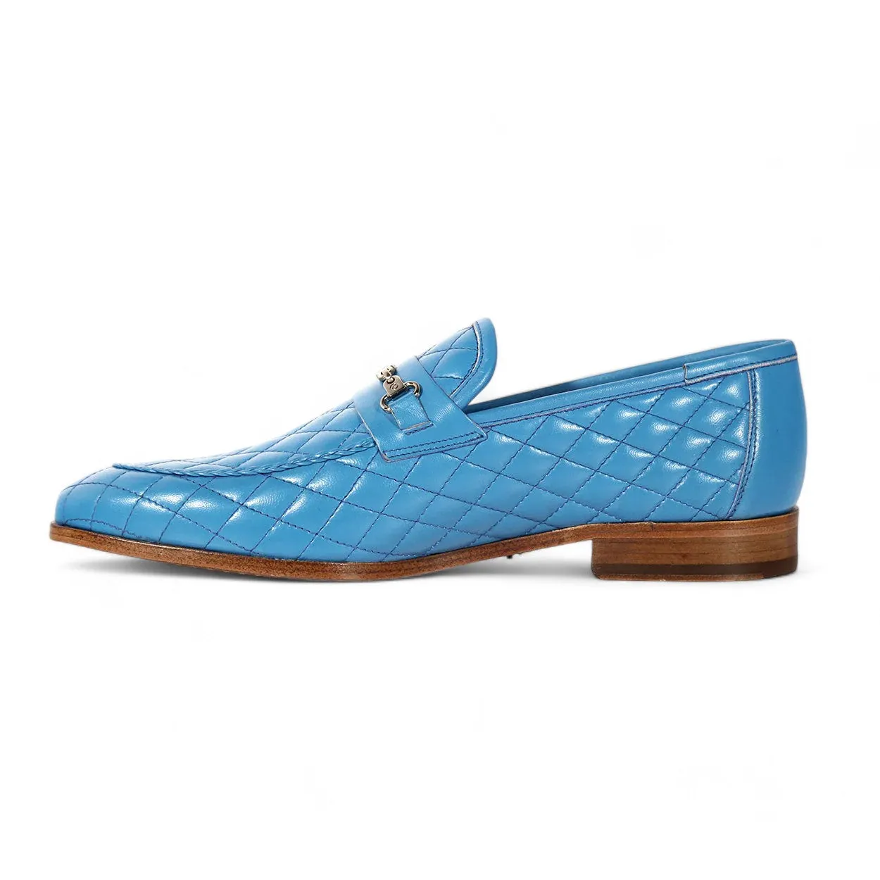 Mezlan S20618 Men's Shoes Turquoise Quilted Calf-Skin Leather Casual Slip-On Loafers (MZS3614)