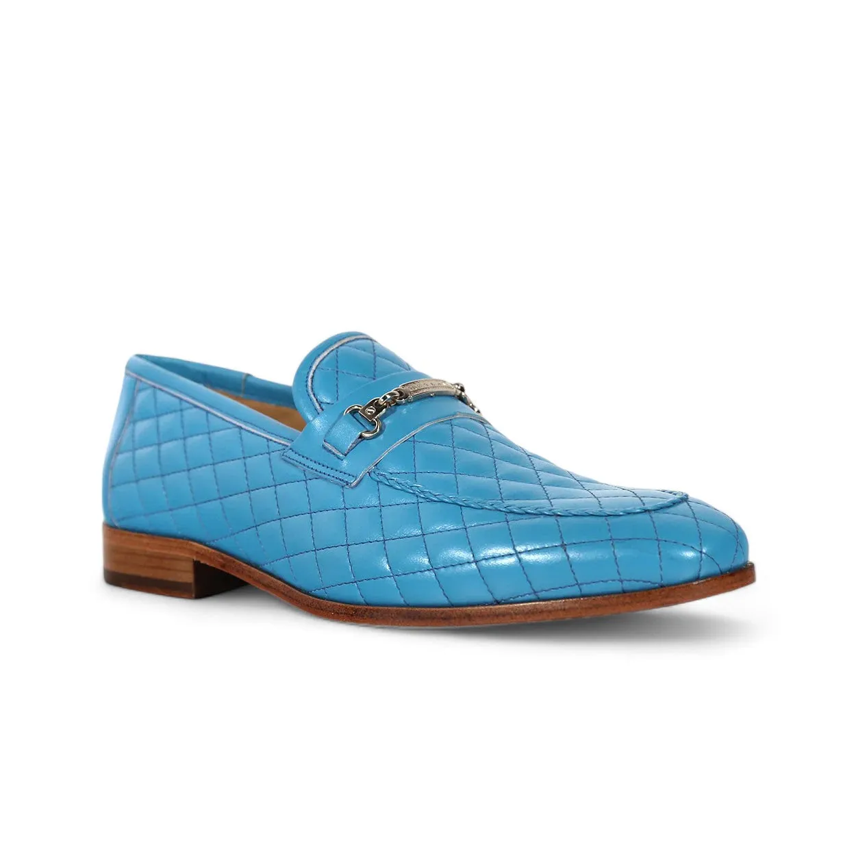 Mezlan S20618 Men's Shoes Turquoise Quilted Calf-Skin Leather Casual Slip-On Loafers (MZS3614)