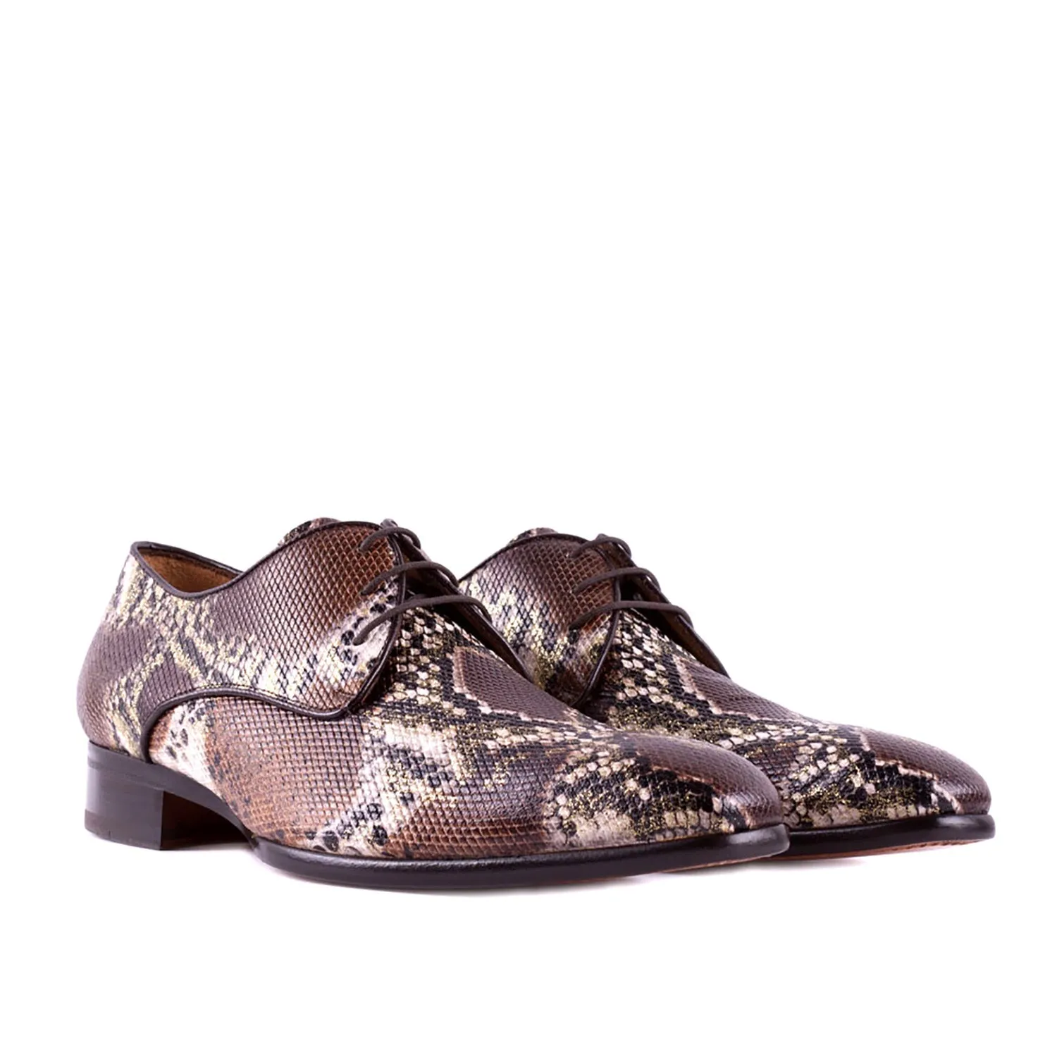 Mister Satar Men's Shoes Snake Print Leather Derby Oxfords (MIS1163)