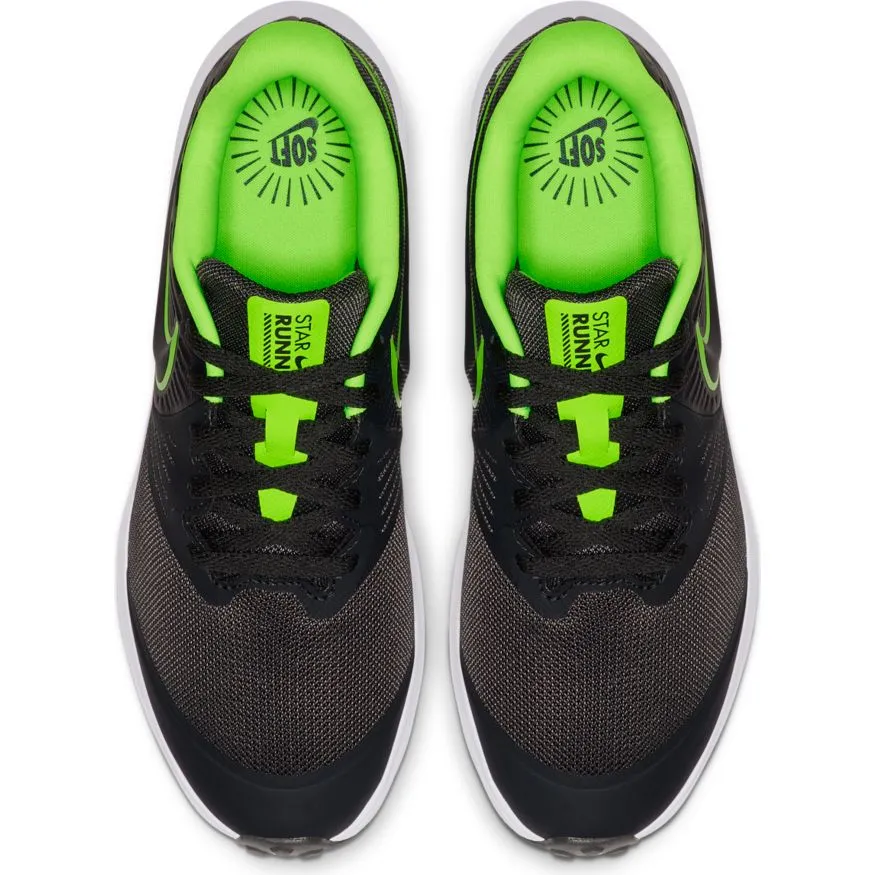 Nike Anthracite/Electric Green/Black Star Runner 2 Youth Sneaker