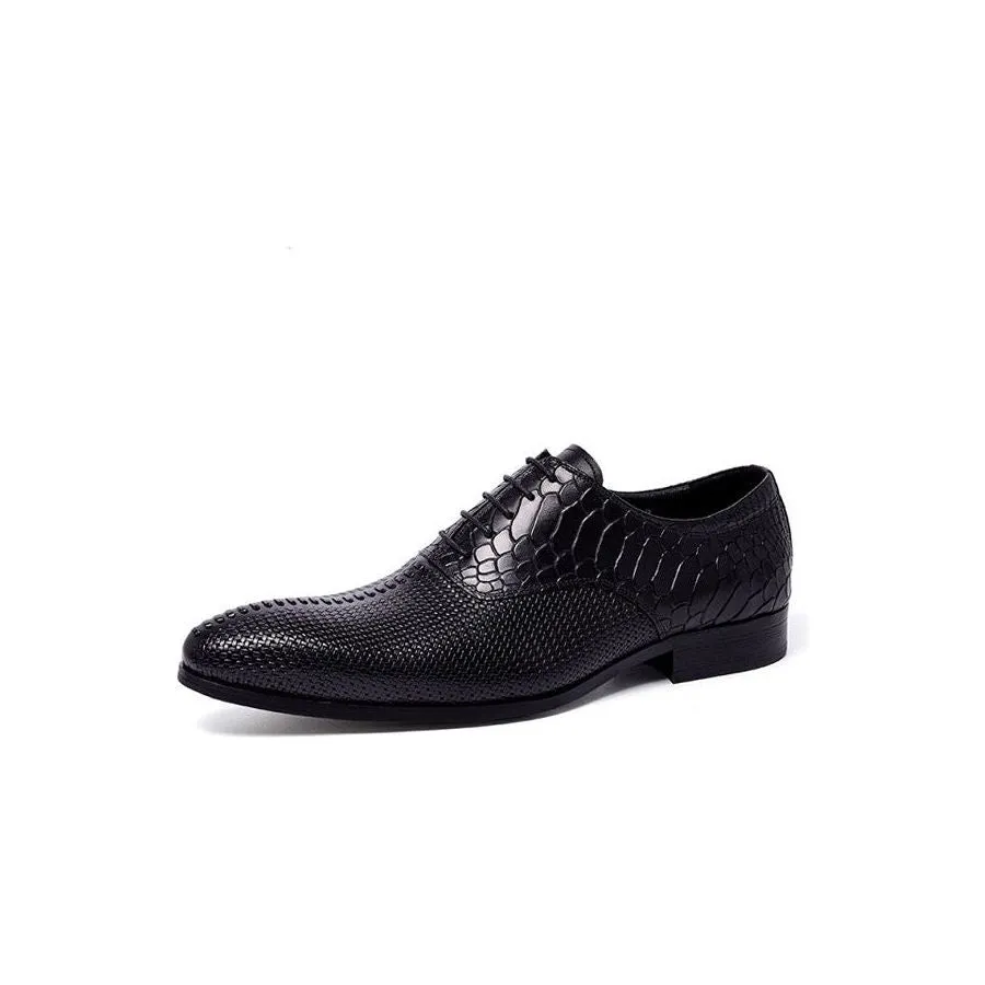 Opulent CrocLuxe Pointed Toe Dress Shoes