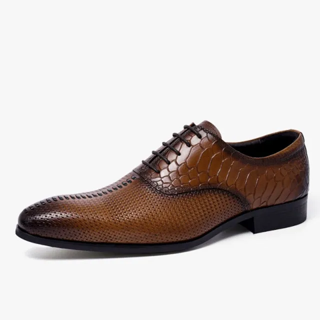 Opulent CrocLuxe Pointed Toe Dress Shoes