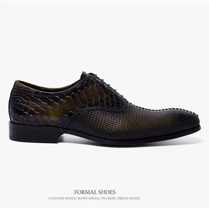 Opulent CrocLuxe Pointed Toe Dress Shoes