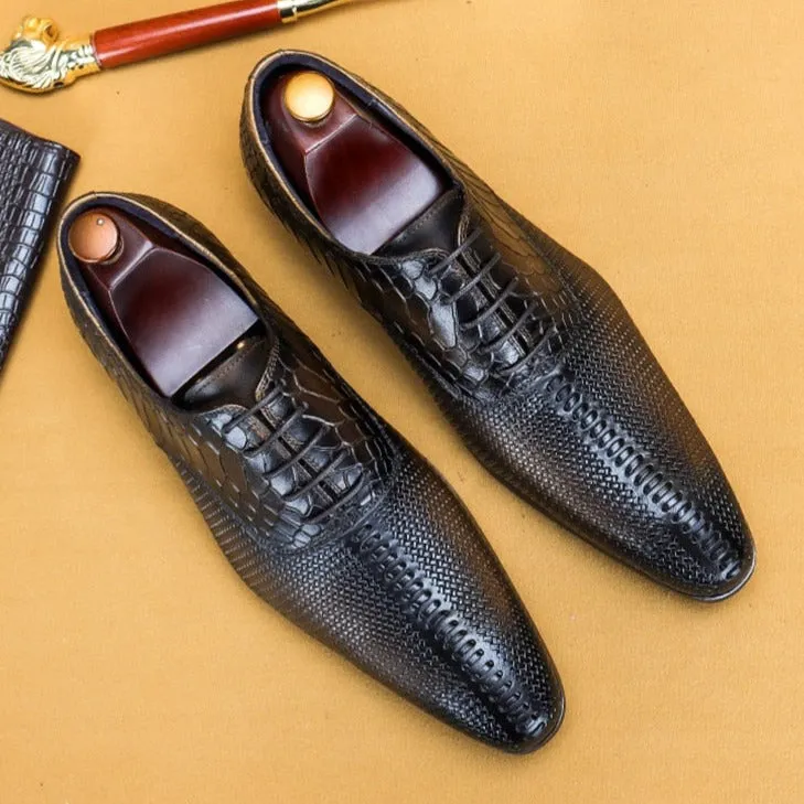 Opulent CrocLuxe Pointed Toe Dress Shoes