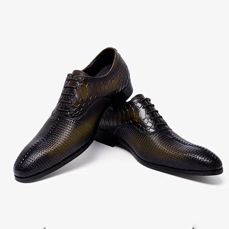 Opulent CrocLuxe Pointed Toe Dress Shoes