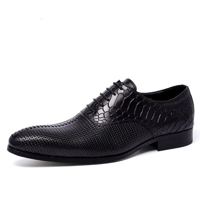 Opulent CrocLuxe Pointed Toe Dress Shoes