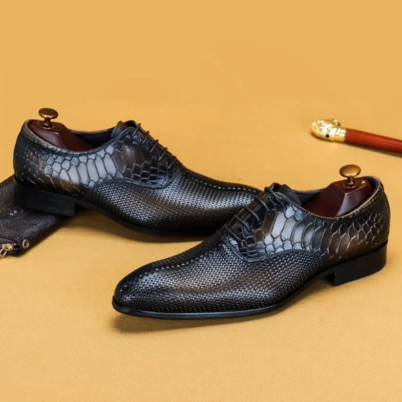 Opulent CrocLuxe Pointed Toe Dress Shoes