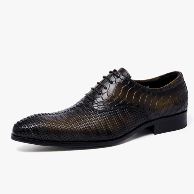 Opulent CrocLuxe Pointed Toe Dress Shoes