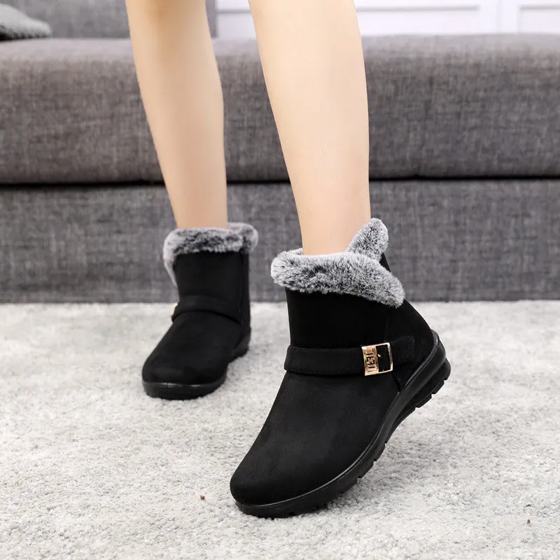 Owlkay Winter Fleece-Lined High-Top Anti-slip Cotton Shoes