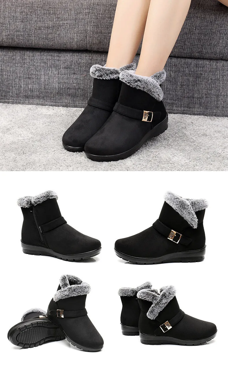 Owlkay Winter Fleece-Lined High-Top Anti-slip Cotton Shoes