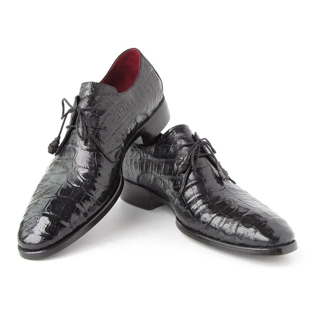 Paul Parkman Men's Black Genuine Crocodile Derby Shoes (ID#55W77-BLK)