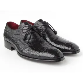 Paul Parkman Men's Black Genuine Crocodile Derby Shoes (ID#55W77-BLK)