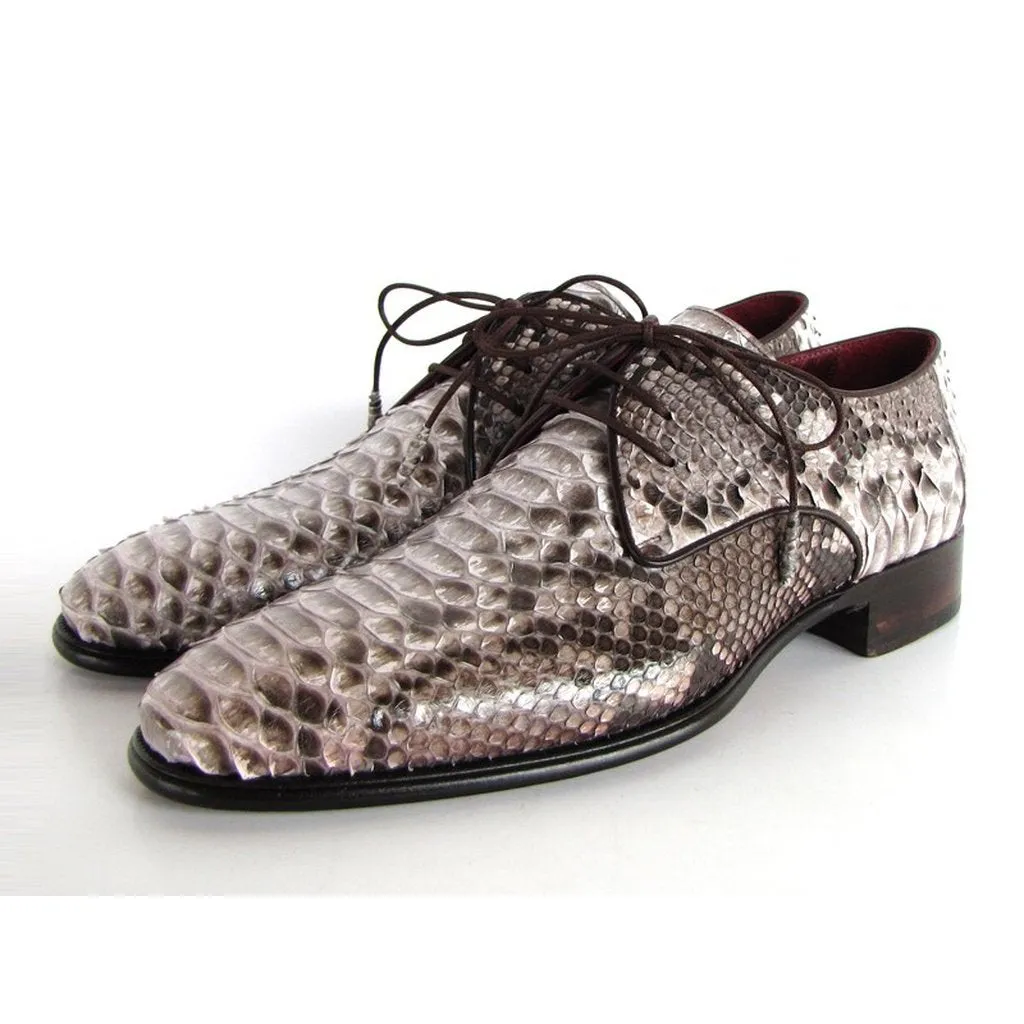 Paul Parkman Men's Natural Genuine Python Derby Shoes (ID#0787SNK)