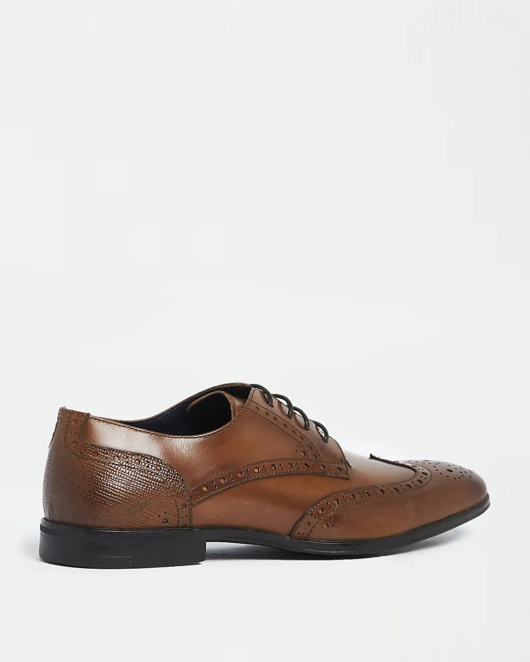 River Island Ren Brown Leather Brogue Derby Mens Shoes