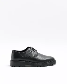 River Island Shanklin Black Leather Chunky Derby Shoes