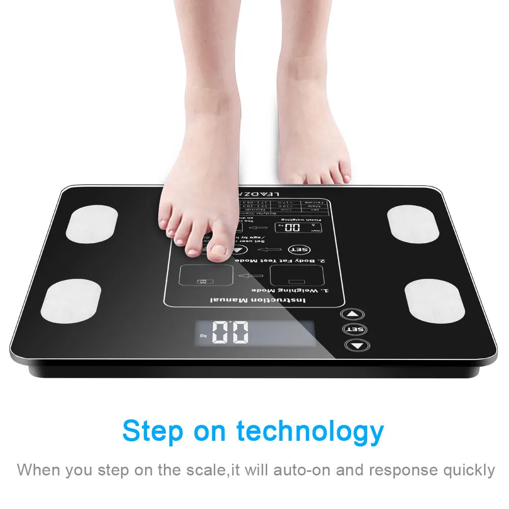 Smart Digital Bathroom LCD Weight Body Scale BMI Tempered Glass 400lbs/180kg