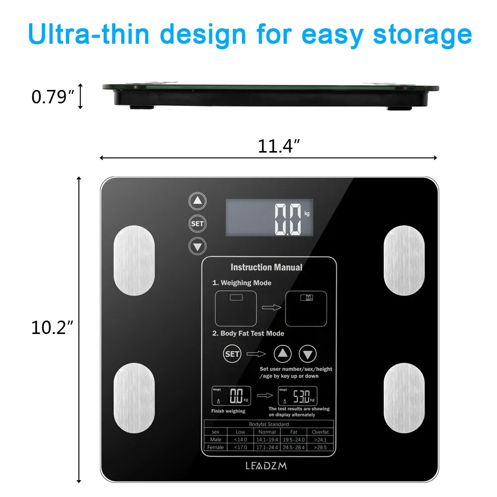 Smart Digital Bathroom LCD Weight Body Scale BMI Tempered Glass 400lbs/180kg