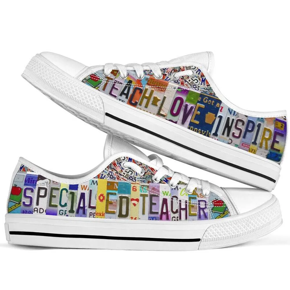 Special Ed Teacher License Plates Low Top Shoes, Teacher Shoes, Low Top Sneakers