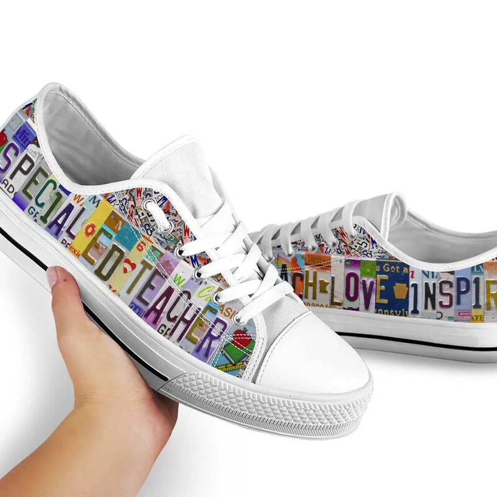 Special Ed Teacher License Plates Low Top Shoes, Teacher Shoes, Low Top Sneakers