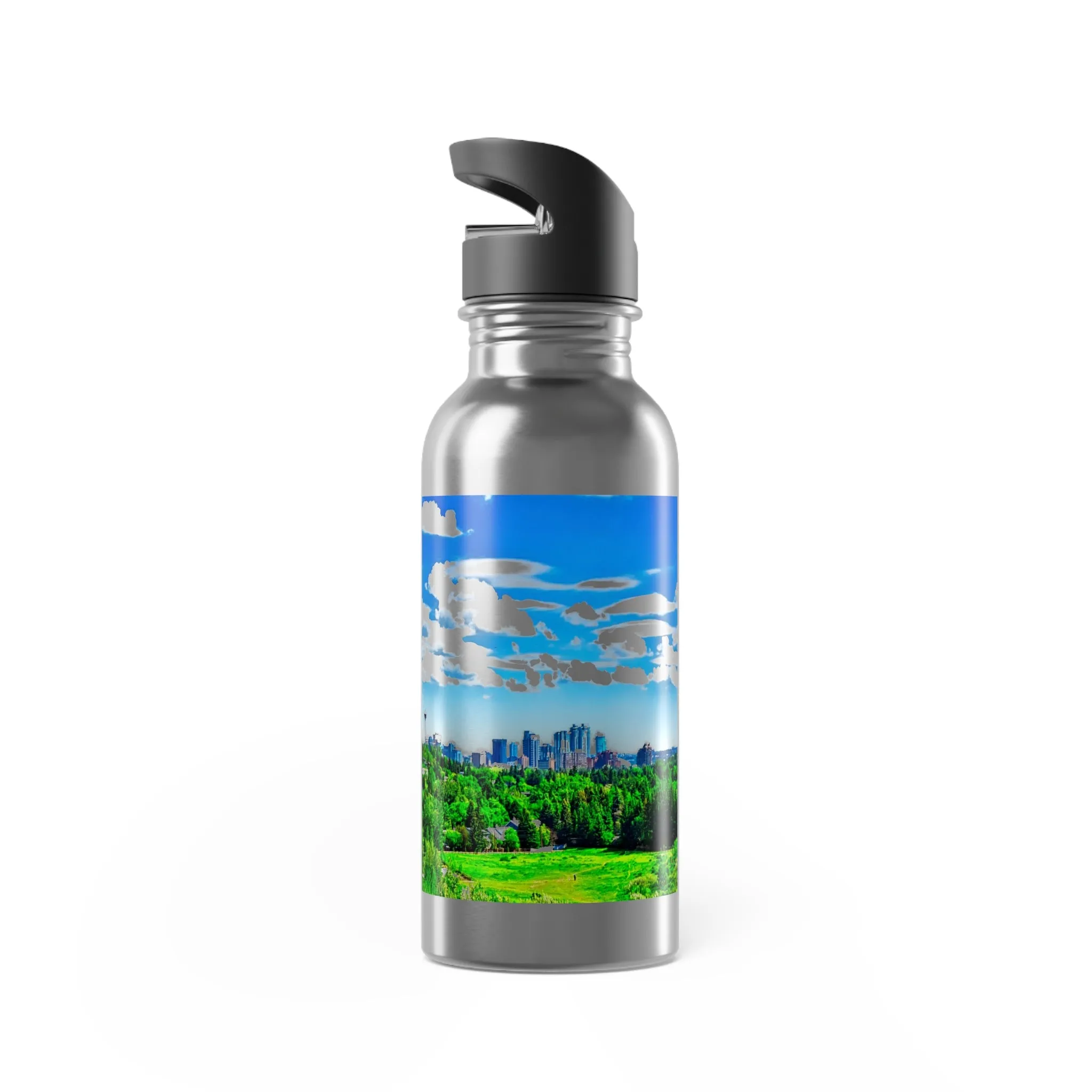 Stainless Steel Water Bottle With Straw, 20oz - River Park Downtown Calgary Skyline